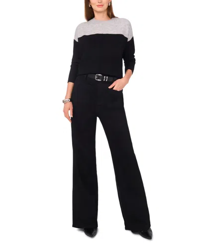 Vince Camuto Women's Cozy Extended Shoulder Color Blocked Sweater In Black