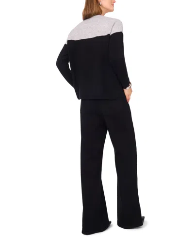 Vince Camuto Women's Cozy Extended Shoulder Color Blocked Sweater In Black