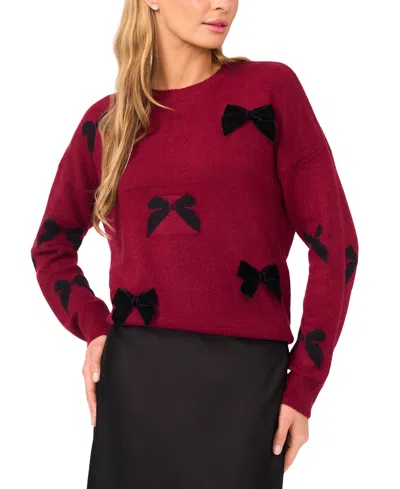 Cece Bow Detail Sweater In Burgundy