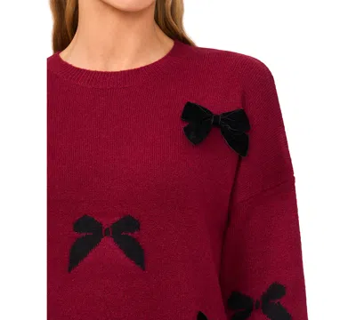 Cece Bow Detail Sweater In Burgundy