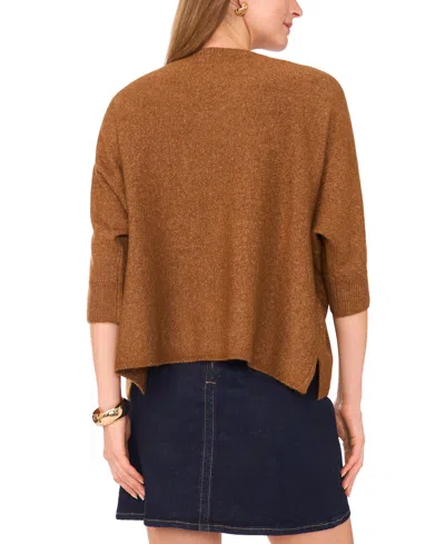 Vince Camuto Women's Cozy V-neck Dolman 3/4-sleeve Sweater In Brown
