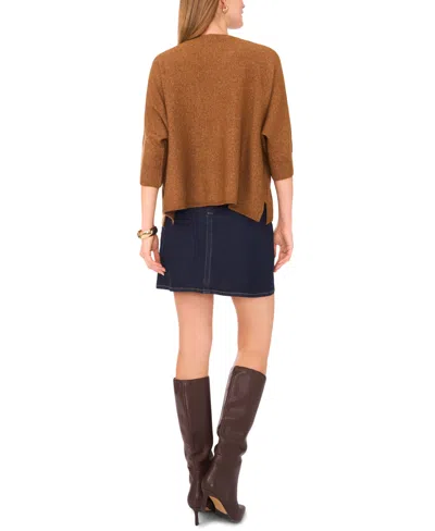 Vince Camuto Women's Cozy V-neck Dolman 3/4-sleeve Sweater In Brown