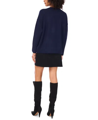 Vince Camuto Women's Crew Neck Long Sleeve Sweater In Blue