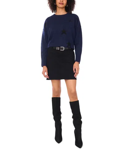 Vince Camuto Women's Crew Neck Long Sleeve Sweater In Blue