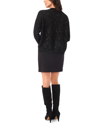 Vince Camuto Sequin Crewneck Sweater In Black