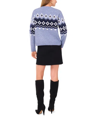 Vince Camuto Women's Fair Isle Crew Neck Sweater In Purple