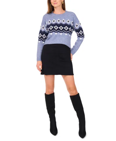 Vince Camuto Women's Fair Isle Crew Neck Sweater In Purple