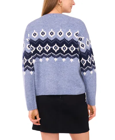 Vince Camuto Women's Fair Isle Crew Neck Sweater In Purple