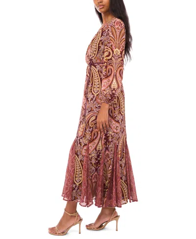 Msk Women's Long Sleeve Belted Maxi Dress In Multi