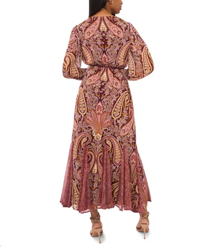 Msk Women's Long Sleeve Belted Maxi Dress In Multi