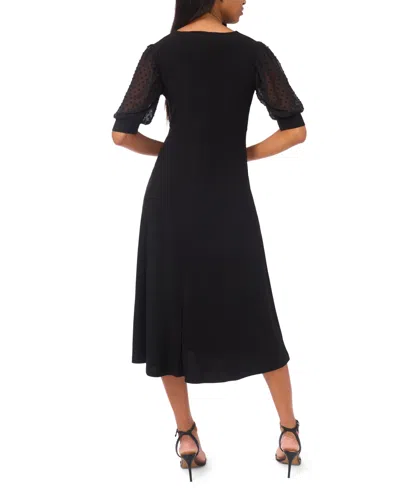 Msk Women's V-neck Twist Front Midi Dress In Black