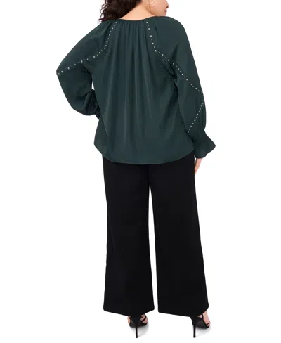 Vince Camuto Plus Size Embellished V-neck Top In Green