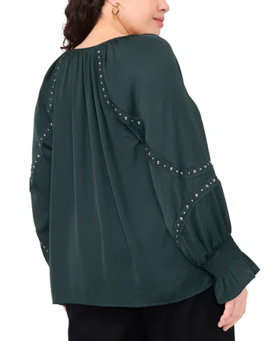 Vince Camuto Plus Size Embellished V-neck Top In Green