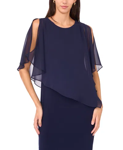 Msk Petite Faraj Caped Maxi Dress In Blue