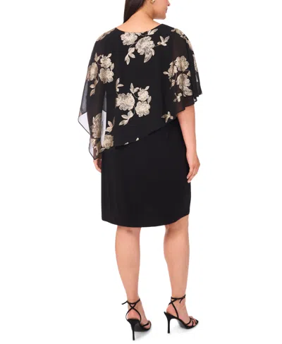 Msk Women's Foil Cape Short Dress In Black