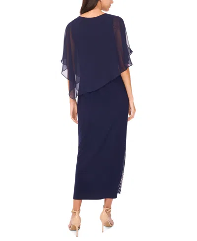 Msk Petite Faraj Caped Maxi Dress In Blue