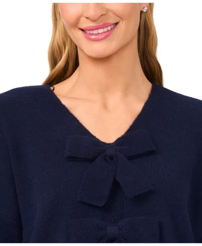 Cece Bow Front Sweter In Blue