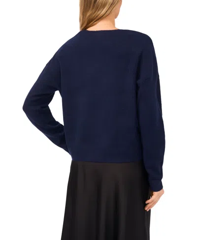 Cece Bow Front Sweter In Blue