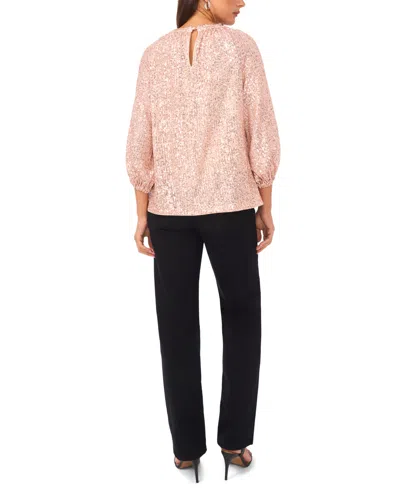 Sam & Jess Women's Sequin Detail Puff Sleeves Top In Pink