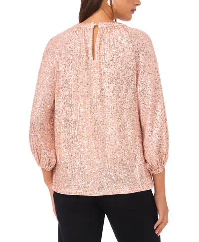 Sam & Jess Women's Sequin Detail Puff Sleeves Top In Pink