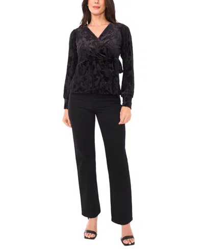 Sam & Jess Women's V-neck Wrap Top In Black