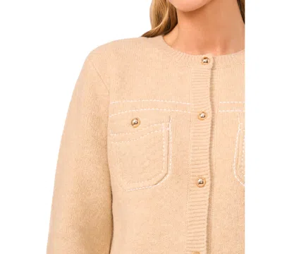 Cece Women's Long Sleeve Patch Pockets Cardigan In Brown