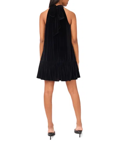 Cece Rhinestone Bow Sleeveless Velvet Dress In Animal Print