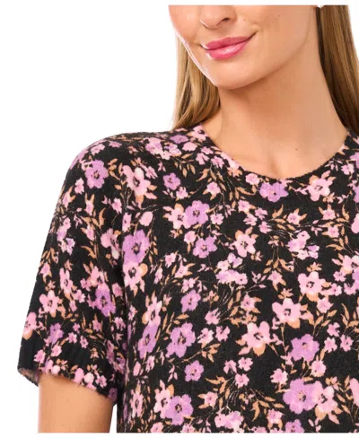 Cece Printed Crewneck Short Sleeve Sweater In Multi
