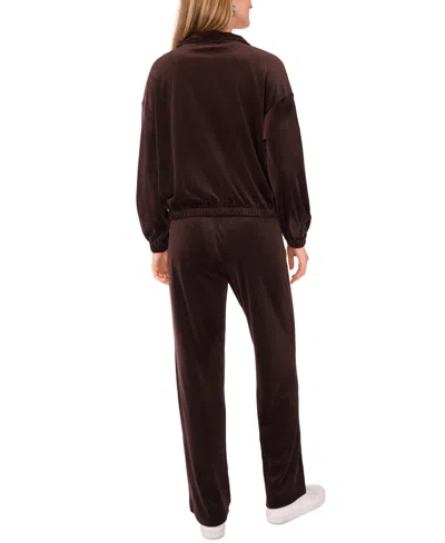 Vince Camuto Women's Velour Zip-front Mock Neck Jacket In Brown