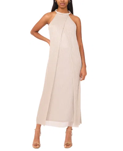 Msk Women's Sleeveless Draped Midi Dress In Neutral