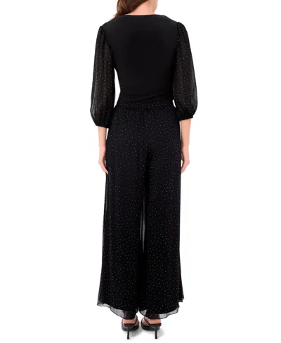 Msk Women's V-neck Puff Sleeve Wrap Top In Black