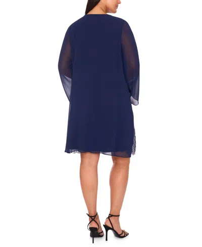 Msk Women's V-neck Long Sleeve Midi Dress In Black