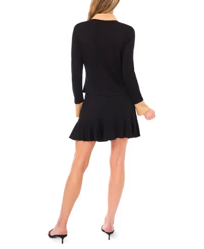 Cece Crystal Button Knit Button-up Shirt In Animal Print