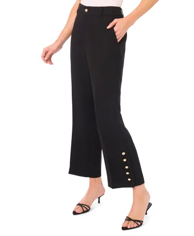 Cece Button Detail Crop Straight Leg Pants In Animal Print