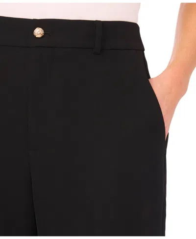 Cece Button Detail Crop Straight Leg Pants In Animal Print