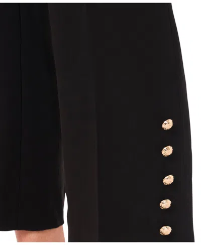 Cece Button Detail Crop Straight Leg Pants In Animal Print