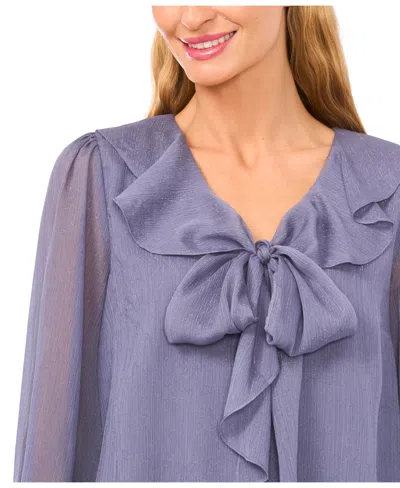 Cece Women's Ruffle Tie V-neck Top In Blue