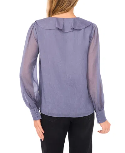 Cece Women's Ruffle Tie V-neck Top In Blue