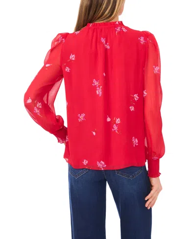 Cece Women's Ruffle Detail Long Sleeves Top In Red