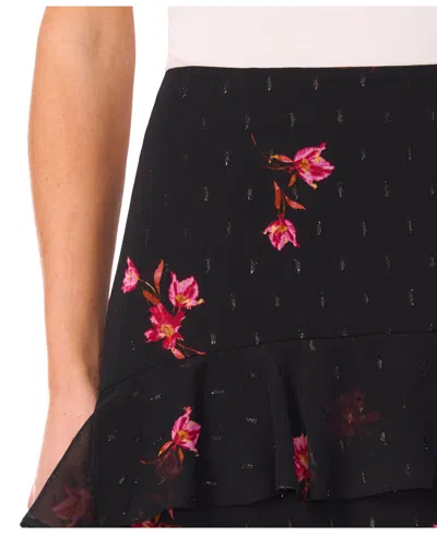 Cece Women's Tiered Ruffle Flounce Midi Skirt In Black