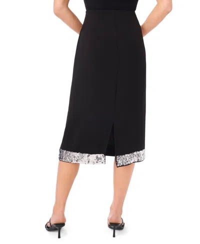 Cece Womens Sequin Trim Top Midi Skirt In Black