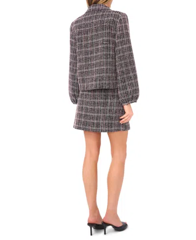 Cece Balloon Sleeve Tweed Jacket In Black