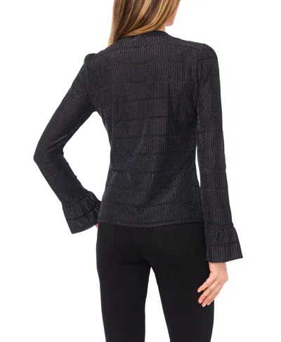 Cece Women's Long Sleeve V-neck Cardigan Knit Top In Black