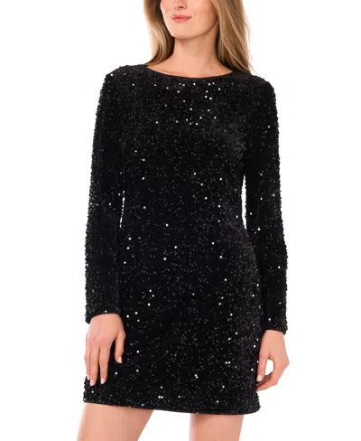 Vince Camuto Women's Long-sleeve Sequin Dress In Black