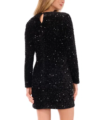 Vince Camuto Women's Long-sleeve Sequin Dress In Black