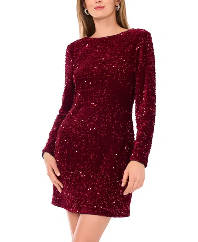 Vince Camuto Women's Long-sleeve Sequin Dress In Burgundy
