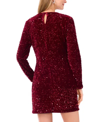 Vince Camuto Women's Long-sleeve Sequin Dress In Burgundy