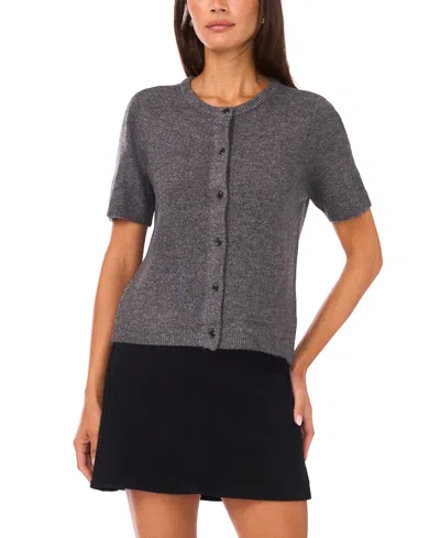 Vince Camuto Women's Crewneck Cropped Cardigan Sweater In Gray
