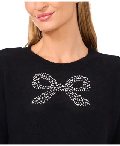 Cece Heatset Bow Pullover Sweater In Black