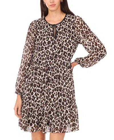 Msk Women's Long Sleeve Babydoll Dress In Multi